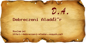 Debreczeni Aladár névjegykártya